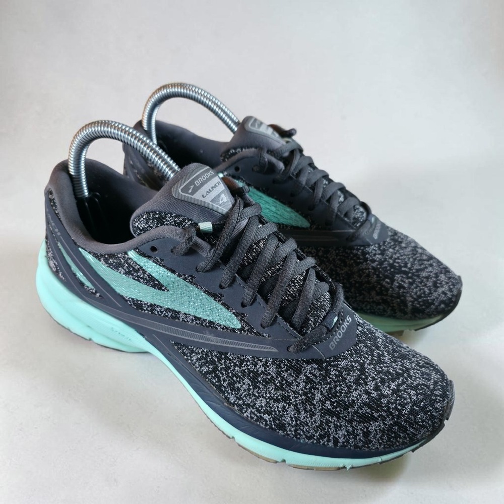 Brooks Launch 4 Black Gray Mint Green Running Shoes 1202341B048 Womens Size 9